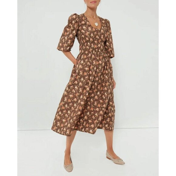Tuckernuck Dresses & Skirts - New Tnuck Marlena 100% Cotton Midi Dress Rosewood Chintz M $298